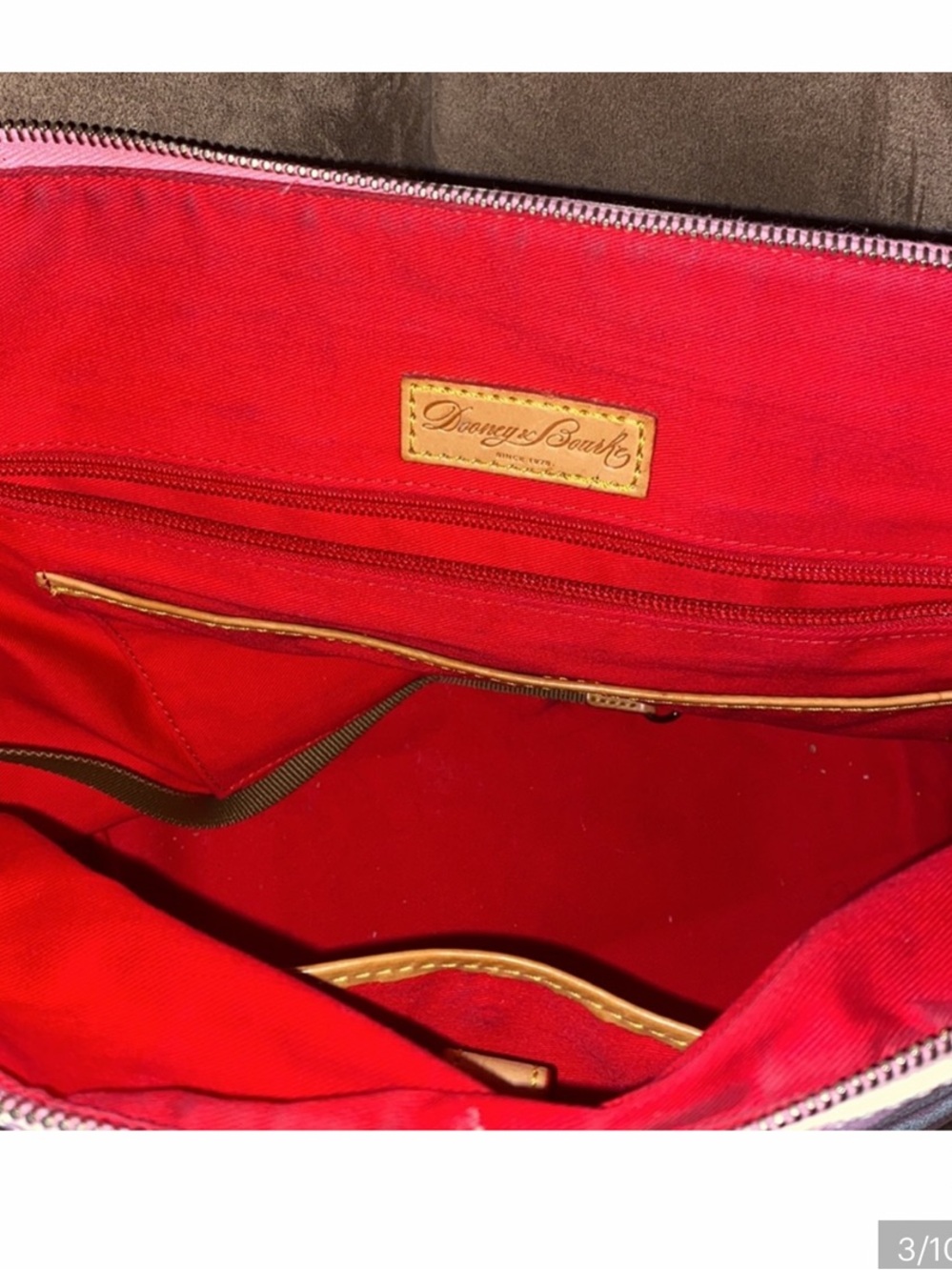 Dooney & Bourke Pink and White Chevron Tote with Tan Trim - Picture 5 of 7